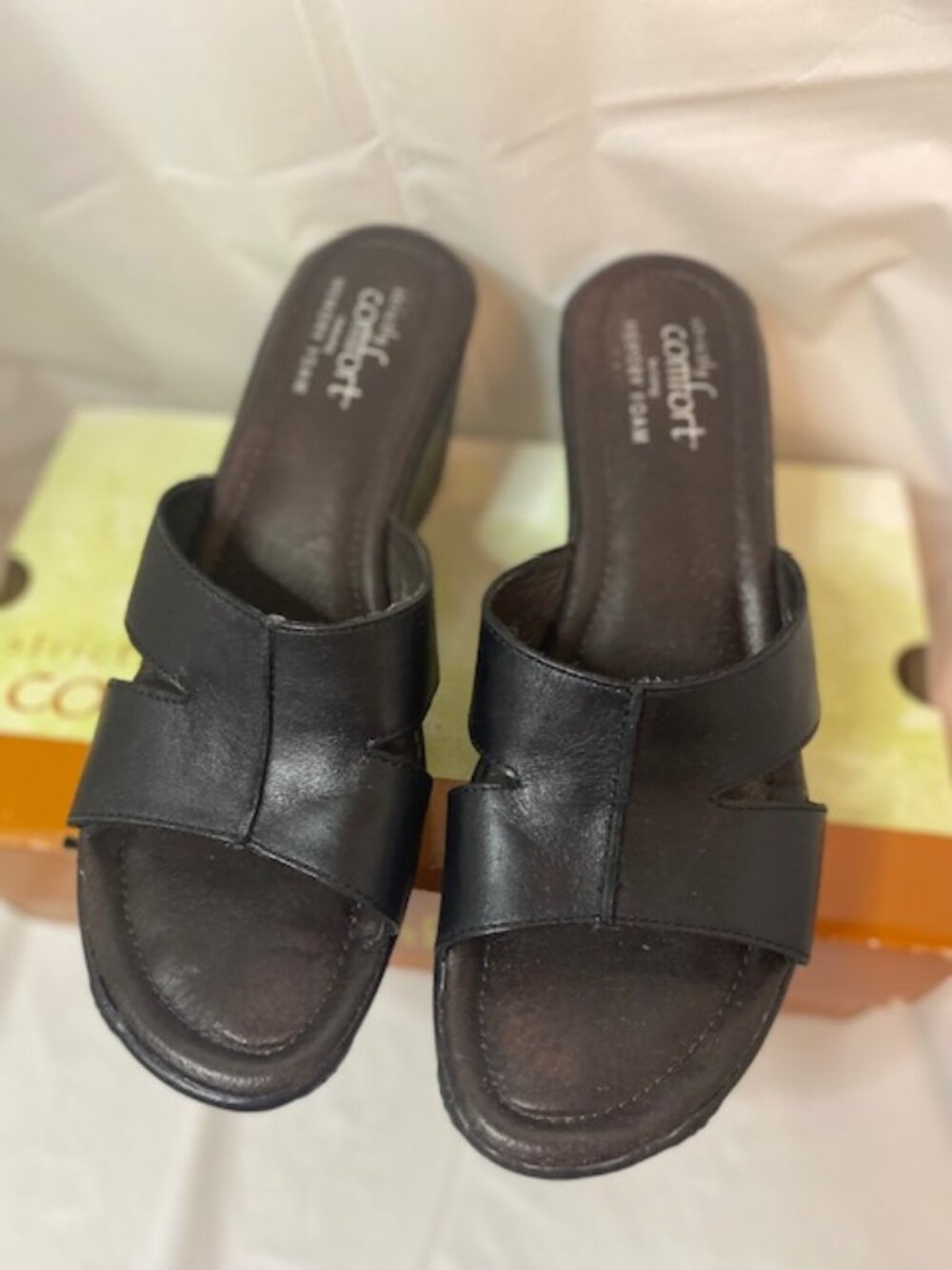 Strictly Comfort Black Leather Sandals, Women's size 8M